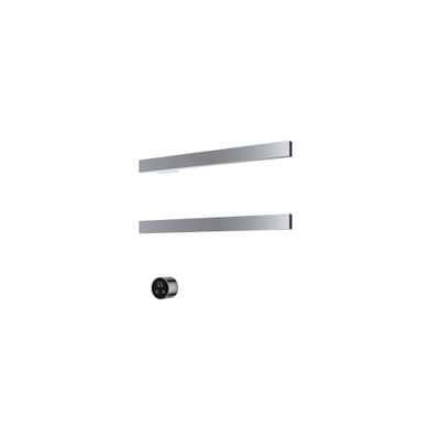 Hotbath &MORE Handdoekradiator - 50x38cm - vierkant - 2 stangen - horizontaal - met schakelaar - chroom