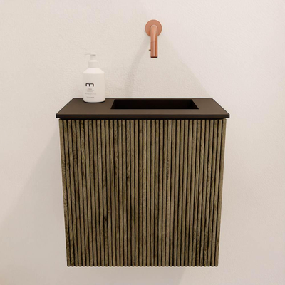 Mondiaz JOYA 40cm toiletmeubel - kleur Dusk - Wastafel FAYE positie Rechts Zonder kraangat kleur Urban.