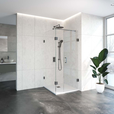 BRAUER Create Complete Cabine de douche sans profilé - carré en trois parties - battante - 90x90cm - Gunmetal brossé