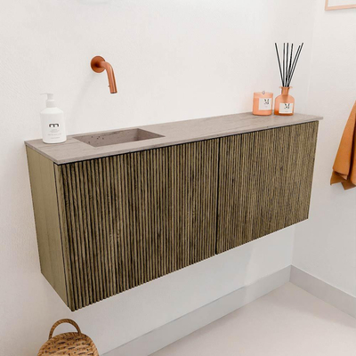 Mondiaz JOYA-DLUX 100cm toiletmeubel - kleur Dusk - Wastafel FAYE positie Links Zonder kraangat kleur Saba.