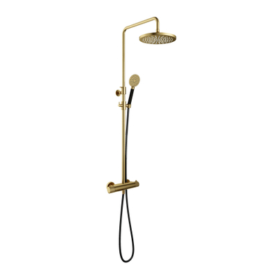 Hotbath Cobber X SDS9 - thermostatische regendoucheset - met 30cm ronde hoofddouche ronde handdouche - PVD - messing geborsteld (goud)