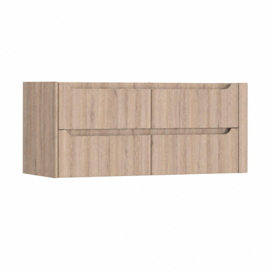H&R Badmeubelen Juice Wastafelonderkast - 120x45x50cm - rechterhoek afgerond - 4 lades - geïntegreerde greep - rockford oak