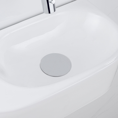 Fugaflow Efficiente Pietra Fonteinset - 40x21.5x12cm - glad - halfrond - keramiek - fonteinkraan chroom - afvoerplug - verlaagd sifon - wit glans