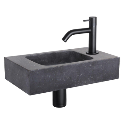 Differnz Force pack lave-mains – 40 x 22 x 9 cm – pierre naturelle noire – robinet courbé noir mat