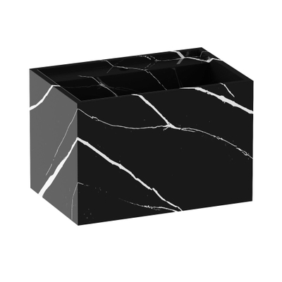 BRAUER Nova wastafel - 60x46x40cm - incl. verborgen ophangbeugels - 1 wasbak - 1 kraangat - composiet - marmerlook - Nero Marquina