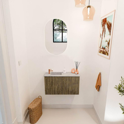 Mondiaz JOYA-DLUX 70cm toiletmeubel - kleur Dusk - Wastafel FAYE positie Links 1 kraangat kleur Glace.