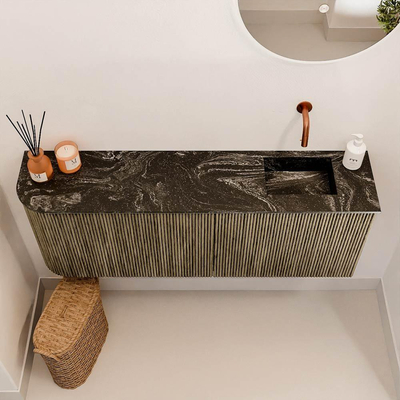 Mondiaz JOYA-DLUX 111.6cm toiletmeubel - ronding links kleur Dusk - Wastafel FAYE positie Rechts Zonder kraangat kleur Lava.