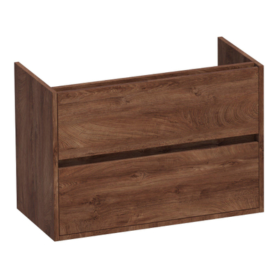 BRAUER Adore wastafelonderkast ondiep - 80x39x55cm - 2 softclose lades - greeploos - 1 sifon uitsparing - Forest Cacao