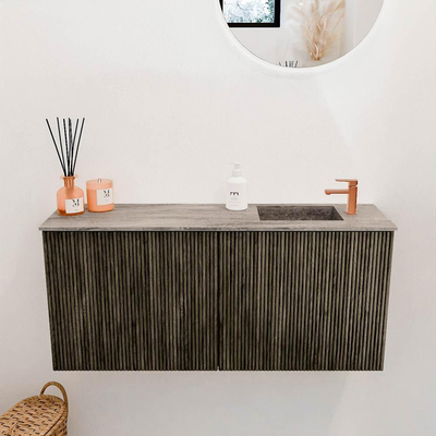 Mondiaz JOYA-DLUX 90cm toiletmeubel - kleur Shadow - Wastafel FAYE positie Rechts 1 kraangat kleur Oza.