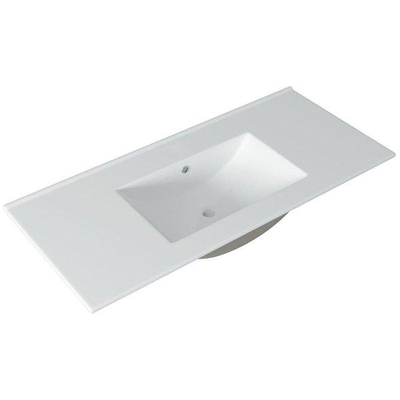 Adema Prime Balance Ensemble meuble salle de bains - 100x55x45cm - vasque blanche en céramique - 1 trou de robinet - greige mat (gris)