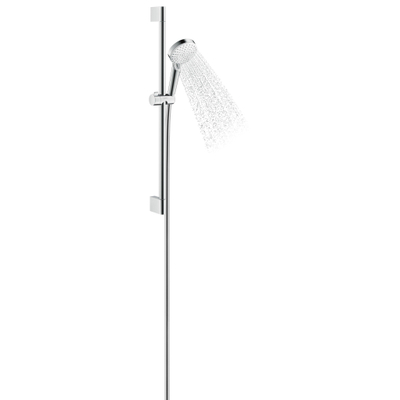 Hansgrohe Crometta Vario Set de barre de douche - 90 cm - EcoSmart 9 l/min - douchette 10 cm - blanc/chrome