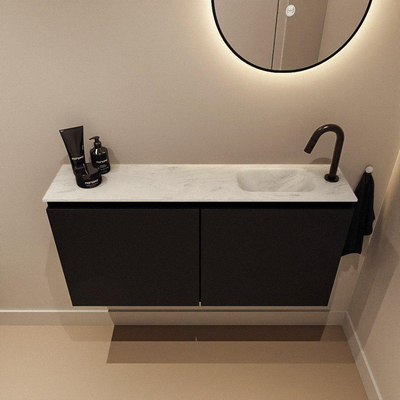MONDIAZ TURE-DLUX 100cm toiletmeubel Urban. EDEN wastafel Opalo positie rechts. Met 1 kraangat.