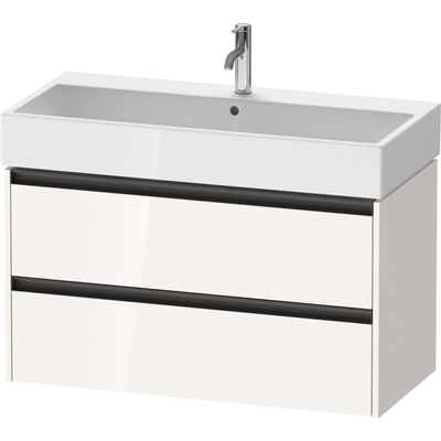 Duravit Ketho 2 meuble sous-lavabo avec 2 tiroirs 98.4x46x54.9cm avec poignées anthracite blanc brillant