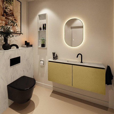 MONDIAZ TURE-DLUX Meuble toilette - 120cm - Oro - EDEN - vasque Opalo - position centrale - 1 trou de robinet