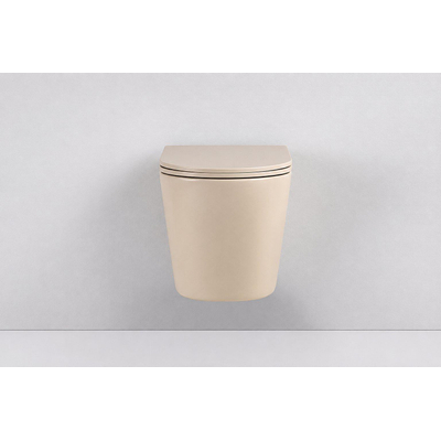 QeramiQ Dely WC suspendu – sans bride – profondeur 51,7 cm – avec abattant fin (slim) softclose – beige mat