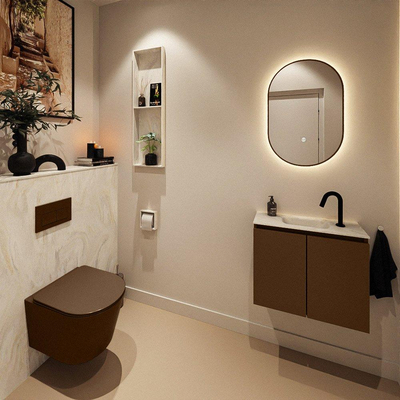 MONDIAZ TURE-DLUX 60cm toiletmeubel Rust. EDEN wastafel Ostra positie midden. Met 1 kraangat.