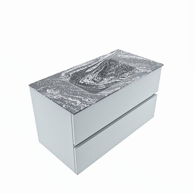 Mondiaz VICA-DLUX Ensemble de meuble de salle de bain - 90cm - meuble sous-vasque argile - 2 tiroirs - lavabo encastré nuage milieu - 1 trou de robinet - version haute 60cm - lave