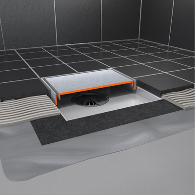 Easy Drain AquaJewels Quattro Zero brossé 15x15cm avec sortie latérale 50mm garde d'eau 30/35/50mm inox AJQ 15X15 ZM