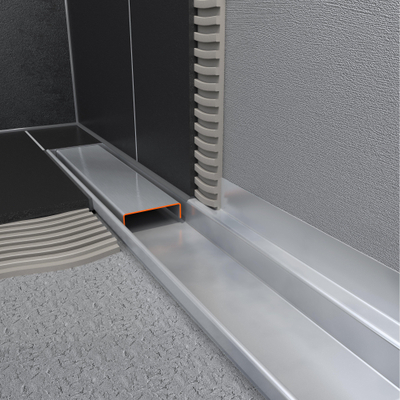 Easy Drain Compact 30 caniveau de douche mural zero plaque simple avec sortie latérale 6x90cm inox