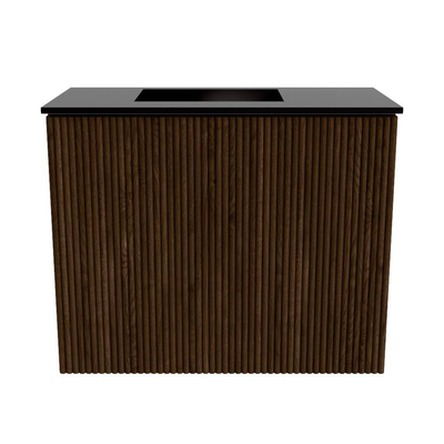 Mondiaz JOYA Meuble de toilette 50cm - couleur Walnut - Lavabo FAYE position Gauche 1 trou de robinet couleur Urban.