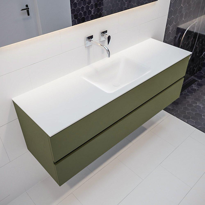 Mondiaz VICA ensemble de meuble de salle de bain - 150cm - meuble sous-vasque armée - 2 tiroirs - lavabo nuage milieu - sans trou de robinet version XL 60cm de haut