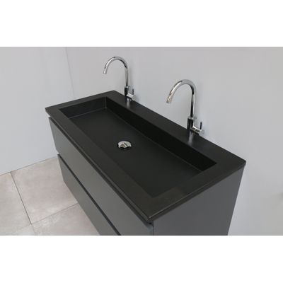 Basic Bella Meuble salle de bains avec lavabo acrylique Noir 100x55x46cm 2 trous de robinet Anthracite mat