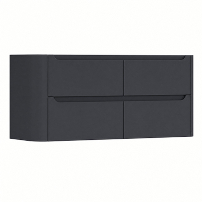 H&R Badmeubelen Juice Wastafelonderkast - 120x45x50cm - linkerhoek afgerond - 4 lades - geïntegreerde greep - dark blue mat