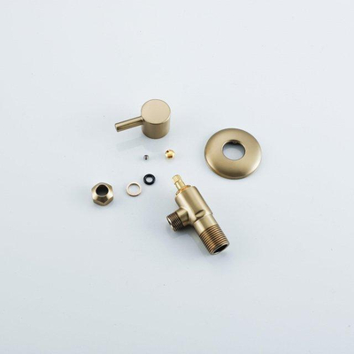 Fortifura Calvi Hoekstopkraan - haaks - 1/2" wandaansluiting - 3/8" / 10mm knel aansluiting slang - Geborsteld Messing PVD (Goud)