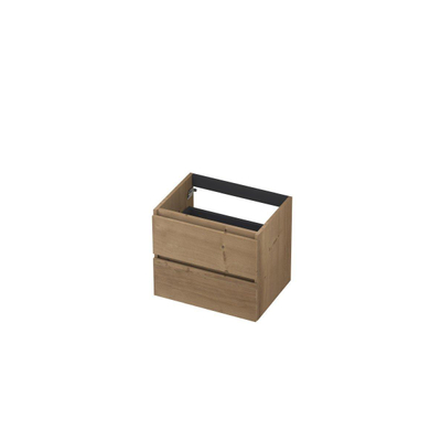 INK Wastafelonderkast - 60x45x52cm - 2 lades - greeploos - met houten keerlijst - MDF - Ash grey