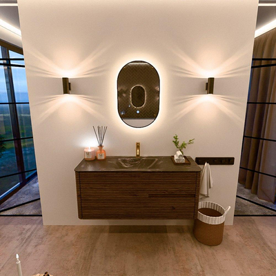 Mondiaz CIRO-DLUX Badkamermeubelset - 120x45x50cm - Solid surface wastafel Lava - 1 wasbak Midden - 1 kraangat - 2 lades - Dusk