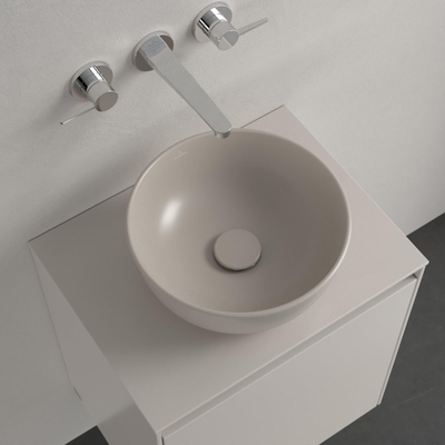 Villeroy & Boch Artis opzetwastafel - 32.5cm rond - zonder kraangat CeramicPlus - almond (beige)