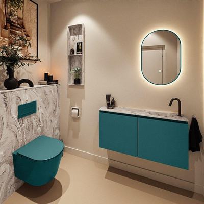 MONDIAZ TURE-DLUX 100cm toiletmeubel Smag. EDEN wastafel Glace positie rechts. Met 1 kraangat.