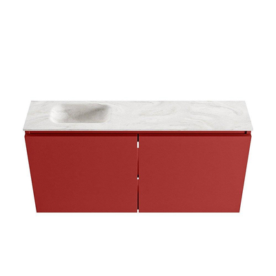MONDIAZ TURE-DLUX Meuble WC 100cm Fire. EDEN lavabo Ostra position gauche. Sans trou de robinet.