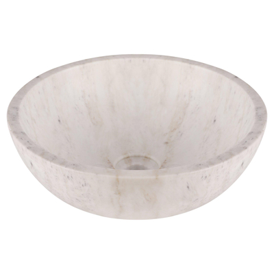 Differnz Marmor vasque à poser - 40x40x15cm - ronde - marbre - blanc brillant