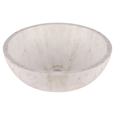 Differnz Terrazzo Marmor Vasque à poser 40x20cm rond marbre Blanc brillant
