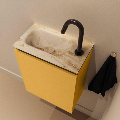 MONDIAZ TURE-DLUX 40cm toiletmeubel Ocher. EDEN wastafel Frappe positie links. Met 1 kraangat.