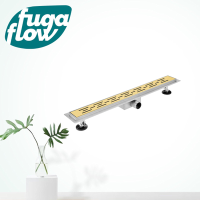 FugaFlow Eccelente Anta douchegoot badkamer - 90cm - met vloerflens - met rooster - geborsteld messing (goud)