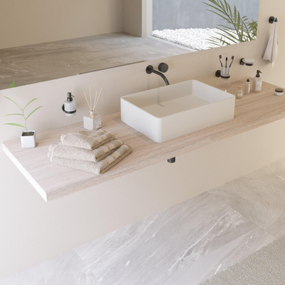 Ideavit Solidtop opbouw wastafel 60x40x15cm rechthoek 0 kraangaten 1 wasbak Solid surface wit