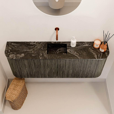 Mondiaz JOYA-DLUX 113.2cm toiletmeubel - ronding links en rechts kleur Shadow - Wastafel FAYE positie Midden Zonder kraangat kleur Lava.