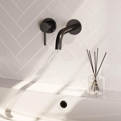 Brauer Stripe wastafelkraan - model A2 - inbouw - laag - gebogen uitloop - zwart