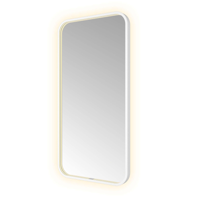 Hotbath &MORE Spiegel - 50x100cm - direct en indirect LED - spiegelverwarming - color changing - dimbaar - met afstandsbediening - mat wit