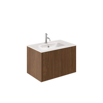 Crosswater Limit Badkamermeubelset - 70x45x45cm - 1 lade - glazen wastafel - royal walnoot (hout)