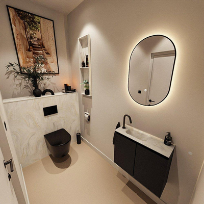 MONDIAZ TURE-DLUX meuble de toilettes 60cm Urban. EDEN vasque Ostra position gauche. Avec 1 trou de robinet.