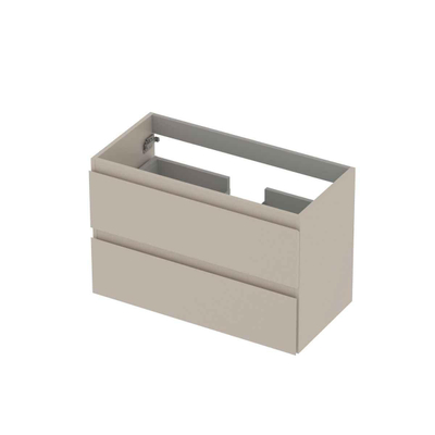 INK Wastafelonderkast - 80x40x52cm - 2 lades - greeploos - MDF lak - Mat kasjmier grijs