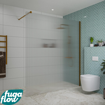 FugaFlow Eccelente Vetro Douche à l'italienne - 180x200cm - verre nervuré - Cuivre brossé