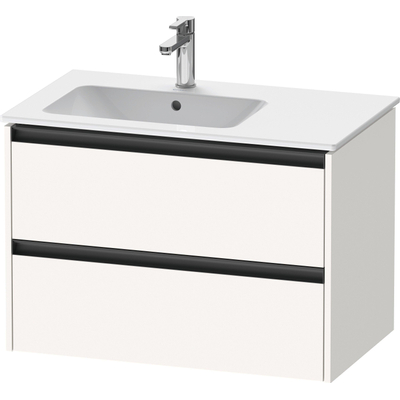 Duravit Ketho.2 Wastafelonderbouwkast - met 2 laden - voor waskom links - 81x48x54.9cm - met grepen antraciet - wit supermat