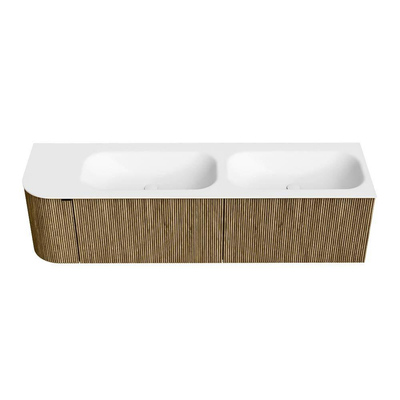 Mondiaz KURVE Badkamermeubelset - 165x46x40cm - 2 lade - 1 deur - wastafel solid surface - dubbel / rechts - zonder kraangat - Dusk
