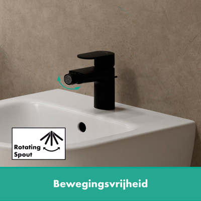 Hansgrohe Vernis bidetkraan met pop-up plug mat zwart