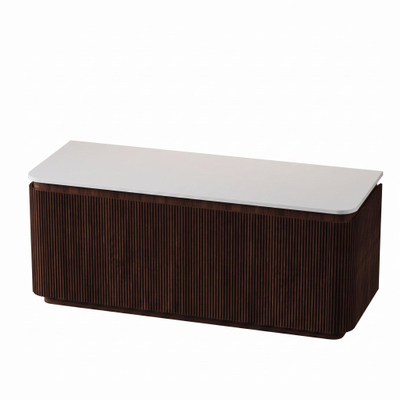 Royal Plaza Terra Edge Ensemble meuble de salle de bains - 120x44.7x46cm - plan de toilette en solid surface blanc mat - 2 tiroirs - châtaignier (noyer)