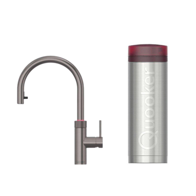 Quooker BE Flex Round kokendwaterkraan - draaibare & uittrekbare uitloop - PRO3 reservoir - kokend water - gunmetal